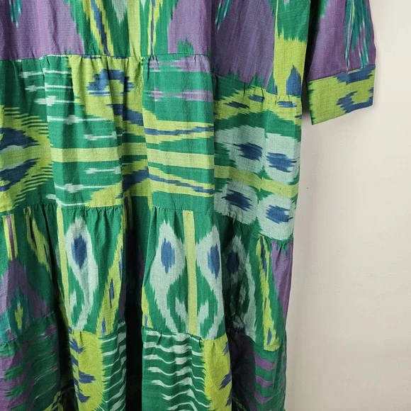 Guadalupe Anthropologie Green Maxi Dress Small Southwestern Boho LS Resortwear - Picture 5 of 10